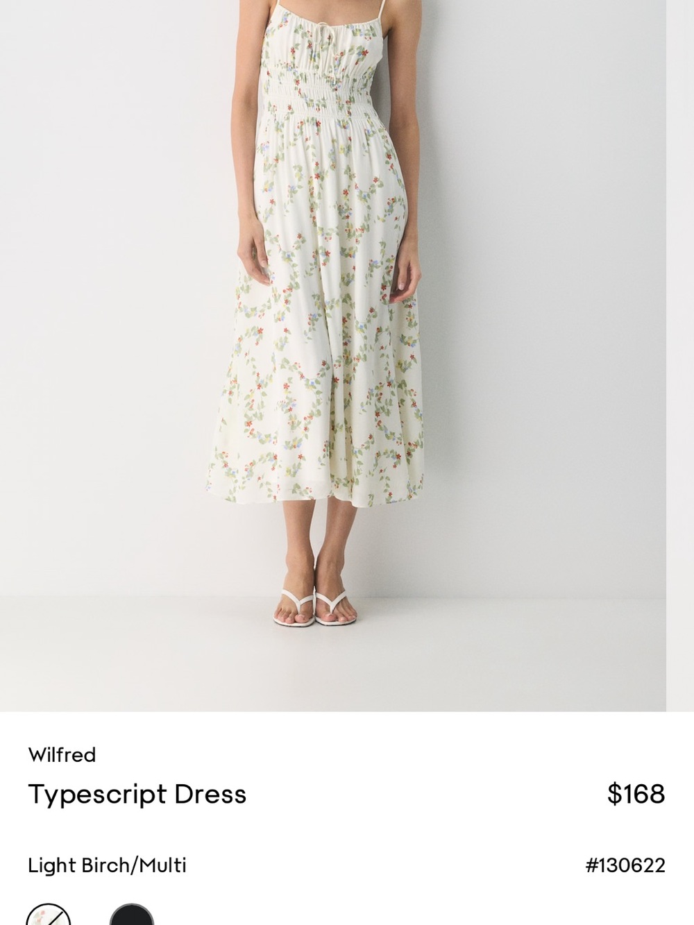 Wilfred Cream Floral Spaghetti-Strap Midi Dress